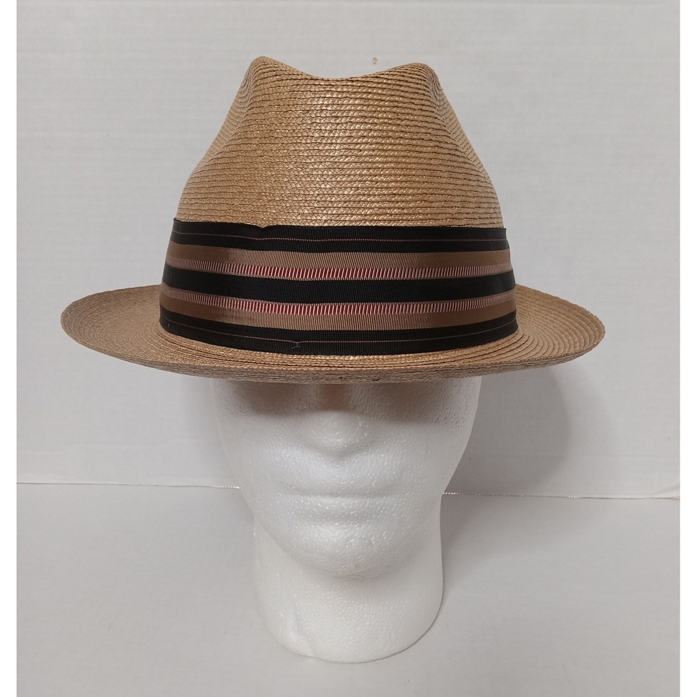 Stetson Men's Panama Straw Fedora Hat Size 7 3/8 Tan Made In USA